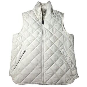 Polo Ralph Lauren Quilted Vest Cream Pony Logo Pocket Zip Up Size M